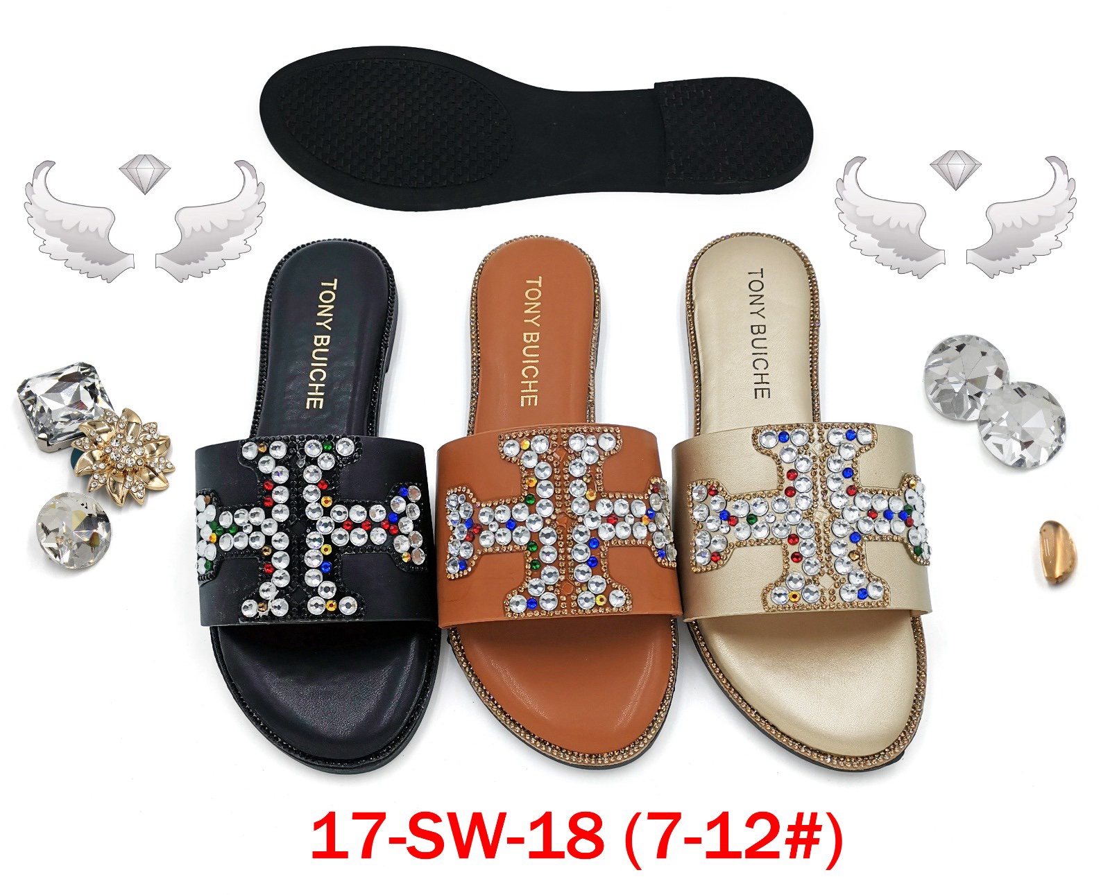 2fa63b27-a5ae-44e7-b78c-7a098fc5e181 ANGEL CROSS FLAT SLIPPERS - Image 1