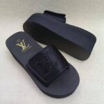 LV FLUFFY HIGH SOLE SLIPPERS